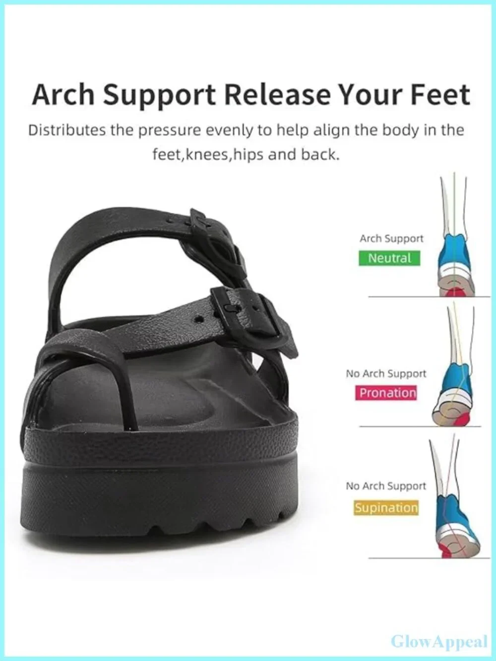 Women's Platform Slide Sandals EVA Arch Support Adjustable Buckle Beach